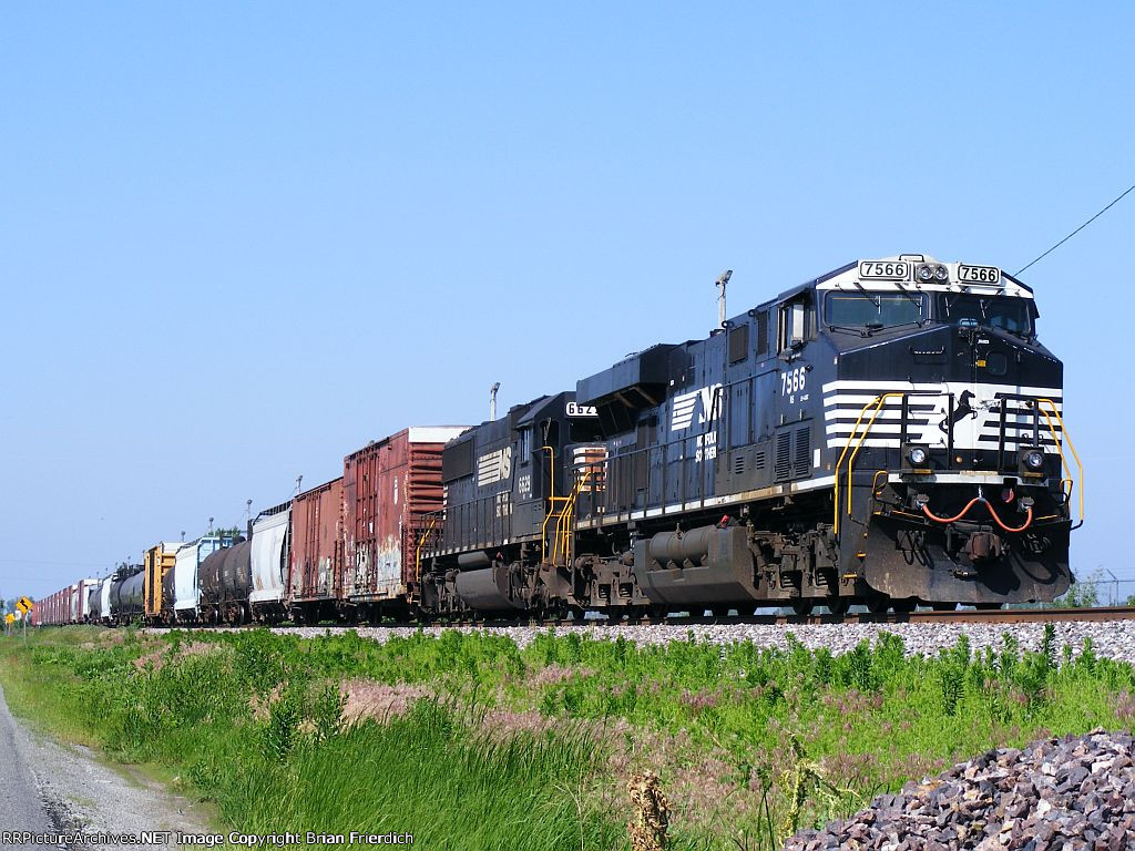 NS 7566 waits for a crew on the NS in Wanda, Il at "Citation"